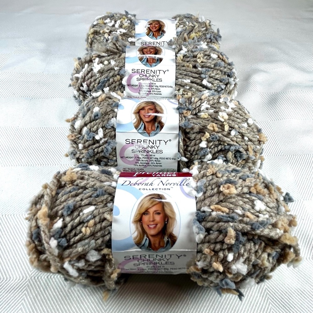 Deborah Norville Serenity Chunky Sprinkles Yarn Teddy Bear Lot 4 Skeins 284 yds